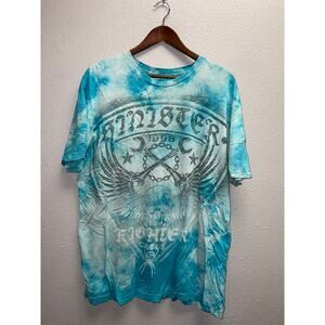 Y2K Sinister Fighter Shirt Blue AOP All Over Print Y2K 2000s Graphic Tee Large